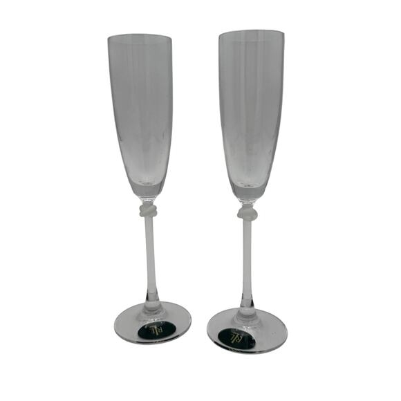 Ralph Lauren Champagne Toasting Flutes Vows Blown Glass 9" Love Knot Set of 2 - Picture 1 of 5
